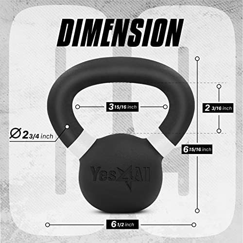 Yes4All Powder Coated Cast Iron Kettlebell Pair White - 4 Kg / 9 Lb Strength Training Kettlebells Weight Set For Full Body Worko