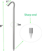 Ok5Star 9 Inch Galvanized Tent Stakes Metal Tent Pegs, Steel Yard Stakes Tarp Hooks Ground Garden Stakes Tent Spikes, 100 Pack