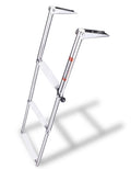 YOUNG MARINE 3 Steps Stainless Steel Drop Down Telescopic and Folding Boat Ladder with White Plastic Footboard,Over Platform Mou