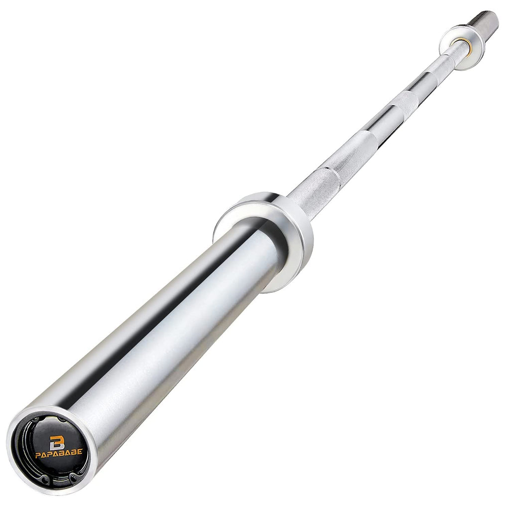 Papababe Olympic Bar 7-Foot Solid Chrome Barbell Weights Lifting Power Lifting (2-Inch)