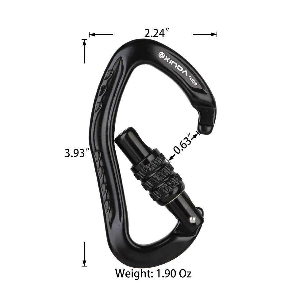 Xinda 22Kn Auto Locking Carabiner Clip - Twist Lock Climbing Carabiner Ce Uiaa Certified, Heavy Duty Carabiners For Climbing,Rap