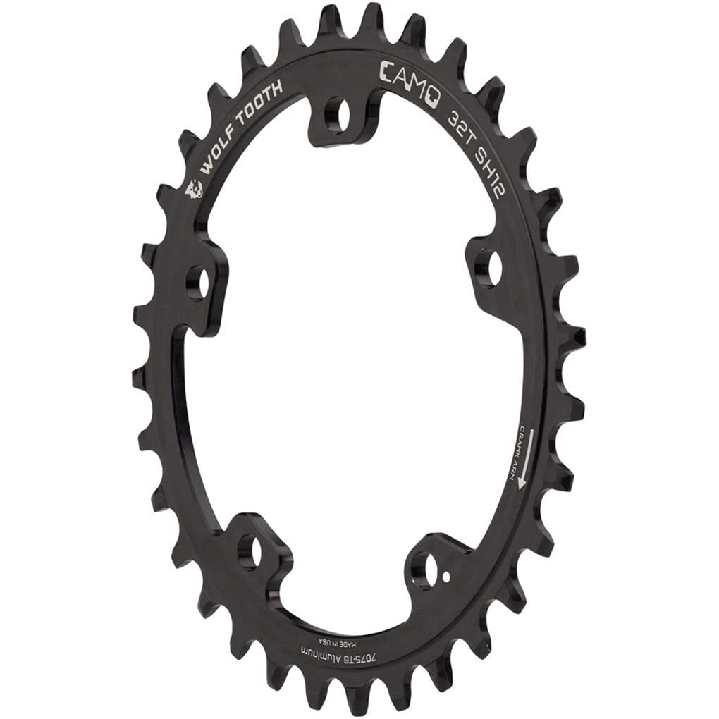 Wolf Tooth: Camo Aluminum Round Chainring 12 Spd Hp Chain 34T - Black - Black - 34T