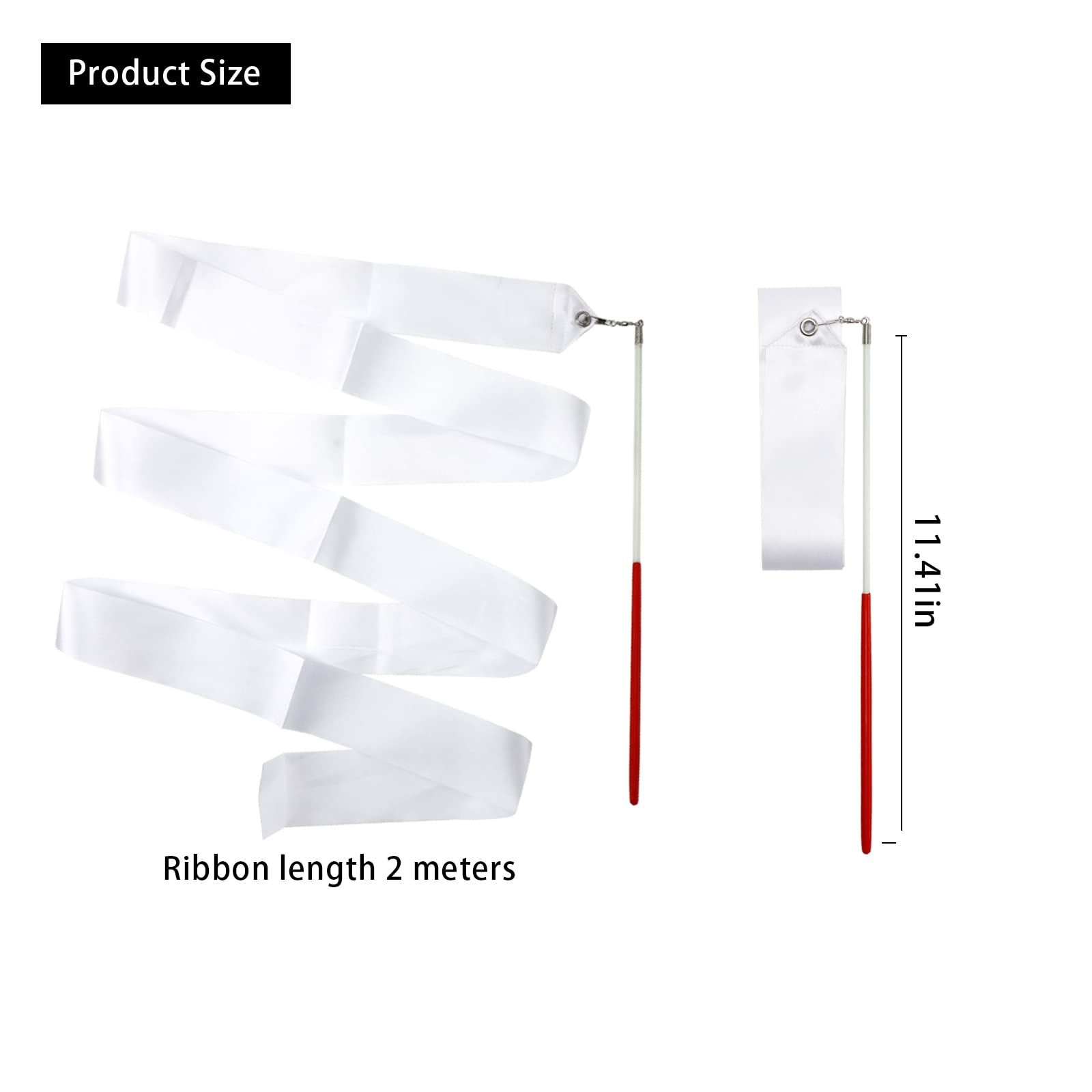 Xokipol 6 Pcs White Gymnastics Ribbon With Storage Bag, Dance Streamers With Baton Rhythmic Gymnastics Ribbon Wands For Kids, Ri