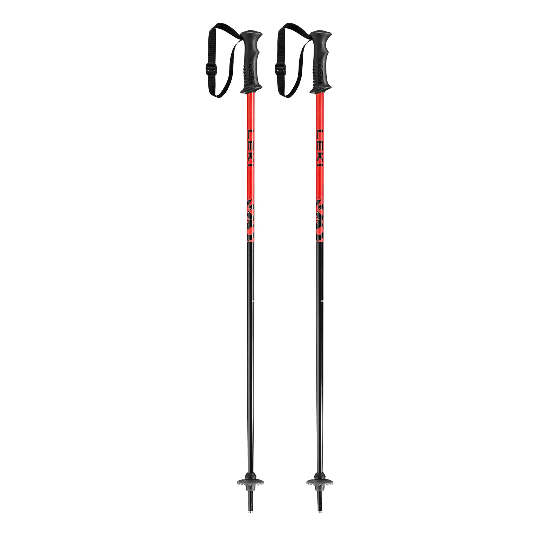 LEKI Kids Rider Lightweight Aluminum Ski Poles for Downhill Skiing - Black-Red - 85 cm