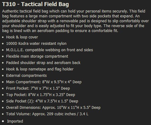 Tactical Field Bag, Black