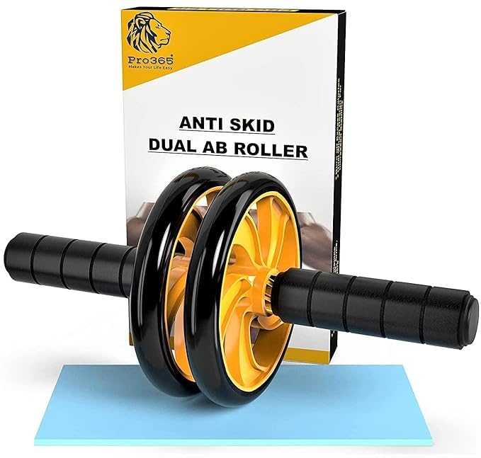 PRO365 Dual Ab Roller for Core & Ab Workouts Home Gym Abdominal Exercise Equipment for Men & Women with 6mm Safe Knee Mat