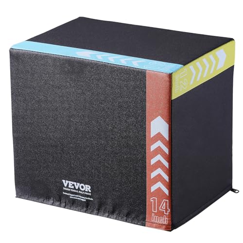 Vevor 3 In 1 Plyometric Jump Box, 16/14/12 Inch Cotton Plyo Box, Platform & Jumping Agility Box, Anti-Slip Fitness Exercise Step