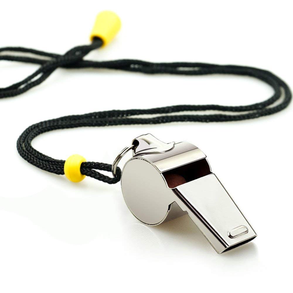 Hipat Whistle, 2 Pack Stainless Steel Sports Whistles With Lanyard, Loud Crisp Sound Whistles Great For Coaches, Referees, And O