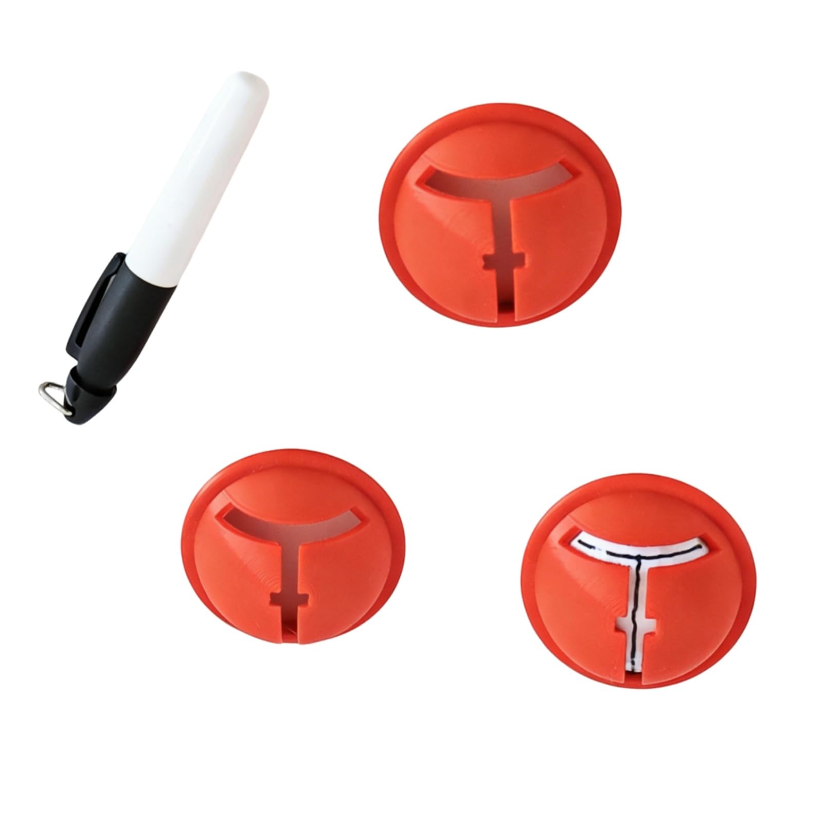 Grykagh 3Pcs Golf Ball Line Marker Tool with Alignment Marker Pen for Consistent Impact Position Putter Face Accuracy and Precis