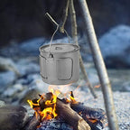 Lixada 1100Ml/2800Ml Titanium Pot Ultralight Portable Hanging Pot With Lid And Foldable Handle Outdoor Camping Hiking Backpackin