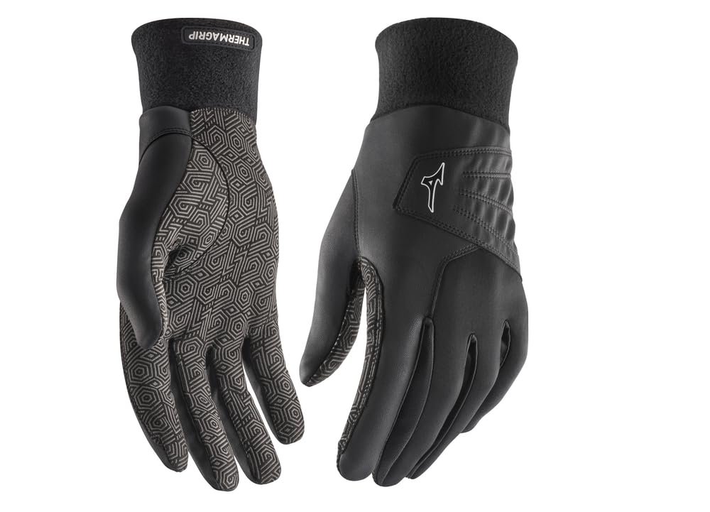 Mizuno Unisex ThermaGrip Cold Weather Golf Glove, Black, Medium Large
