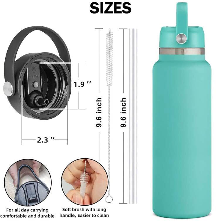 Lids With Straw For Hydroflask Wide Mouth 20 32 40 Oz, Flex Straw Lid Fit For Hydro Flask Sports Water Bottles, Flexible Handle