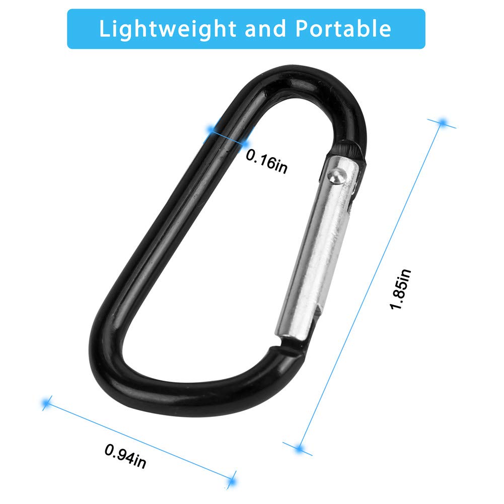 20Pcs Mini 1.85''/4.7Cm Aluminum Carabiners With 10Pcs Nickel Metal Key Rings Lightweight D Shape Keychain Clips Small Multipurp