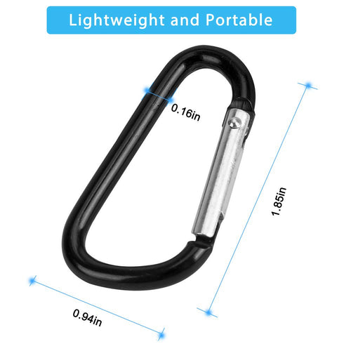 20Pcs Mini 1.85''/4.7Cm Aluminum Carabiners With 10Pcs Nickel Metal Key Rings Lightweight D Shape Keychain Clips Small Multipurp