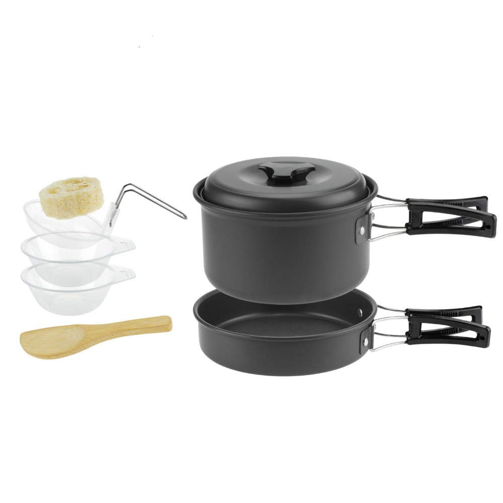 Shellkingdom Outdoor Camping Cooking Kit Portable Non-Stick Backpacking Picnic Pot And Bowl Open Fire Cookware Set For Outdoor H