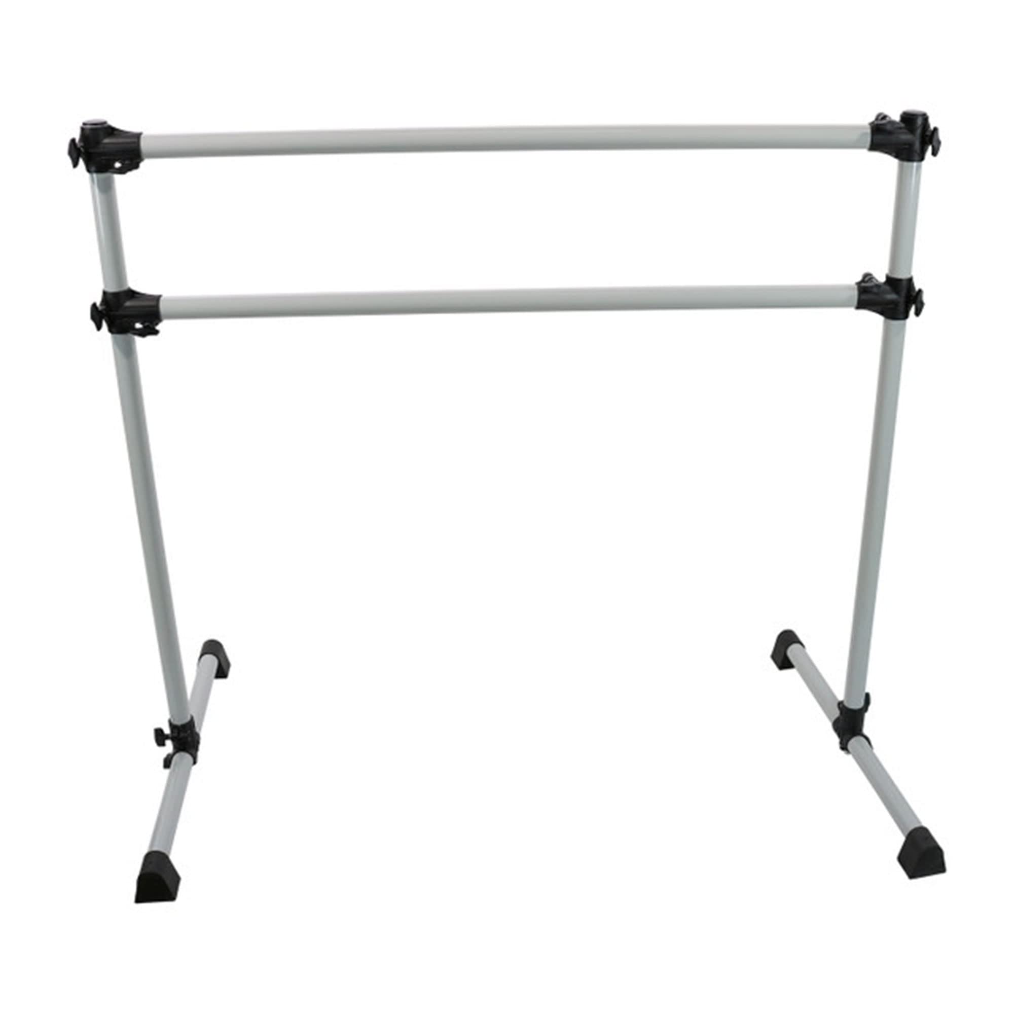 Vita Barre Portable Freestanding Double Ballet Barre, Prodigy, 5 Ft Bars, Satin Silver  Adjustable Height, Usa Made, Home Or Gym