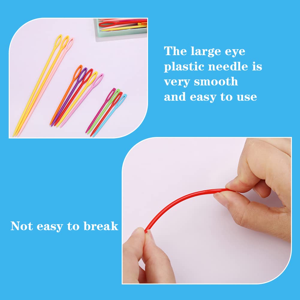 60Pcs Plastic Sewing Needles, Large Eye Plastic Yarn Needles For Kids, 276354591 Inch Plastic Needles For Yarn And Craft Plastic