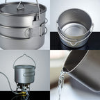 Comtai Titanium Camping Cookware 1100Ml/39 Oz Titanium Pot With Lid And Fotable Handle, Titanium Cook Pot Backpacking For Outdoo