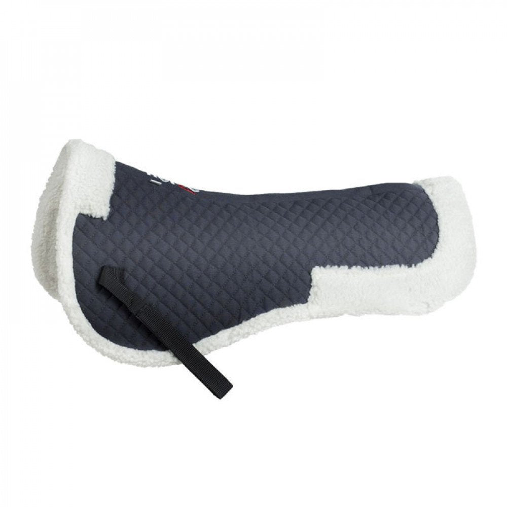 HORZE Fur Half Pad | Durable, Breathable, Non-Slip Correction Saddle Pad - Grey - Horse