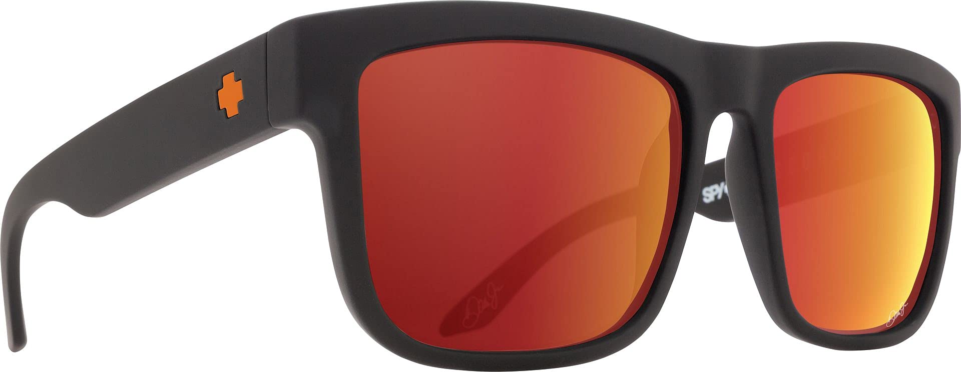 SPY Optic Discord, Square Sunglasses, Color and Contrast Enhancing Lenses, Dale Jr Matte Black - HD Plus Gray Green with Orange 