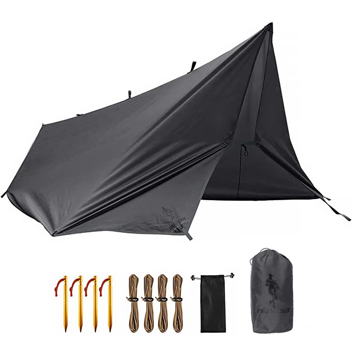 Free Soldier Waterproof Portable Tarp Multifunctional Outdoor Camping Traveling Awning Backpacking Tarp For Shelter Rain (Gray 1