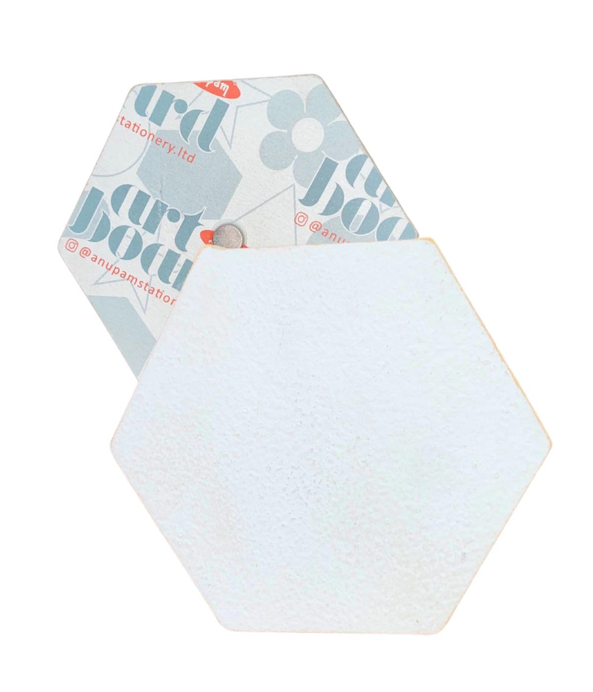 SNOOGG Gesso Primed Hexa Shape Magnets 3 Inch | Pack of 10 Blank MDF Discs with Magnetic Back | Ready to Paint DIY Art Craft Fri
