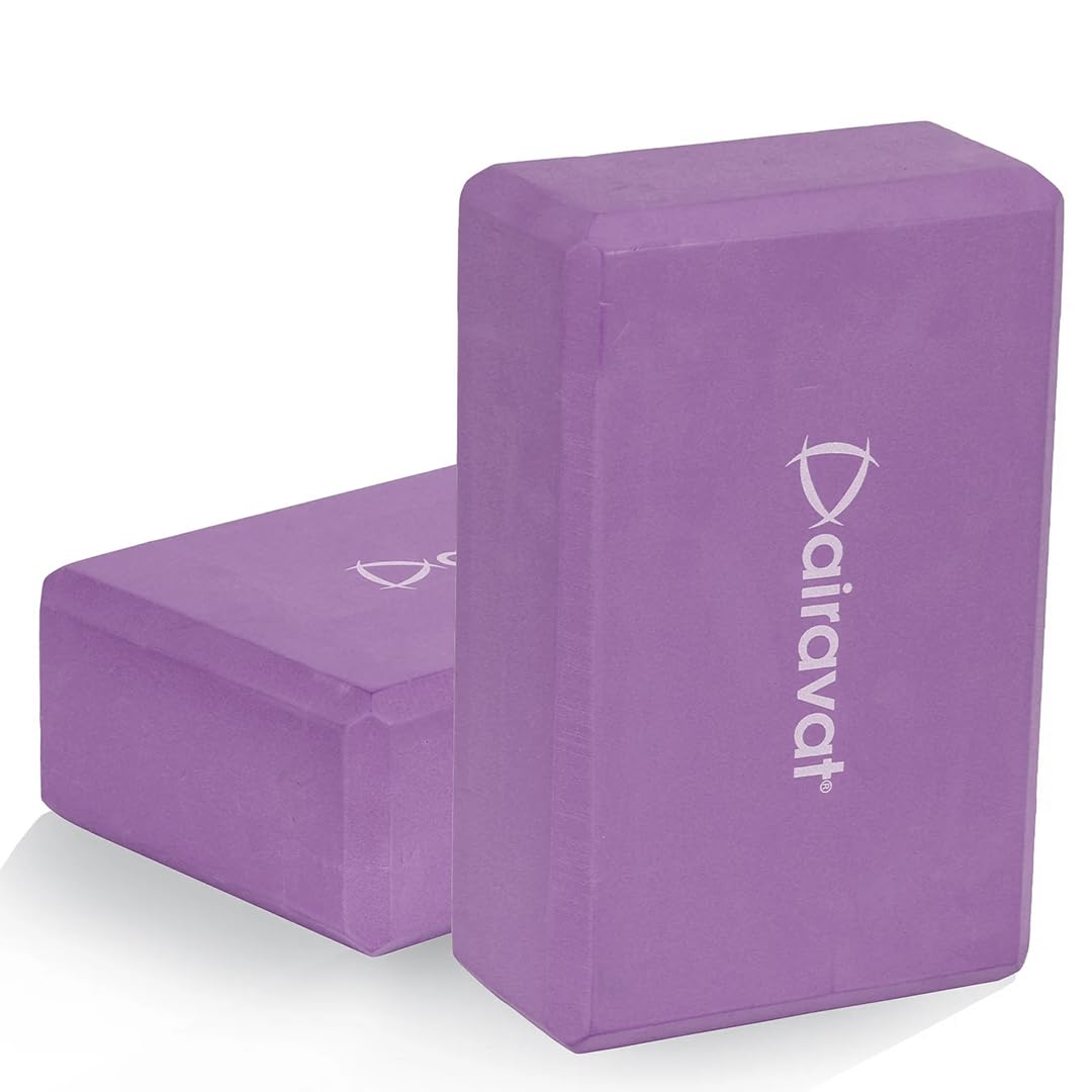 Airavat Yoga Block, High Density Eva Lilac Foam Blocks For Yoga, Pilates, Yoga Brick Meditation, Aid Balance, Support And Deepen