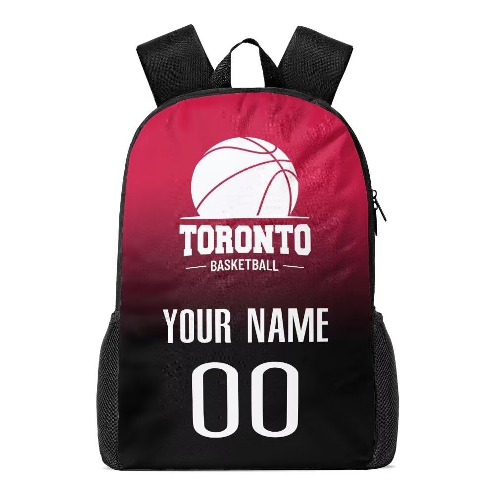 Personalized Toronto Basketball Sports Backpack Custom City Fan Gift Shoulder Bag Add Name and Number Casual Bag