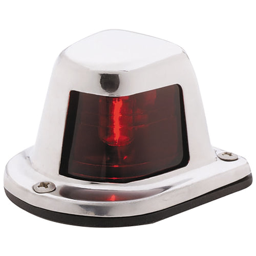Attwood Marine 8634368 Attwood 1-mile Deck Mount, Red Sidelight - 12v - Stainless Steel Housing