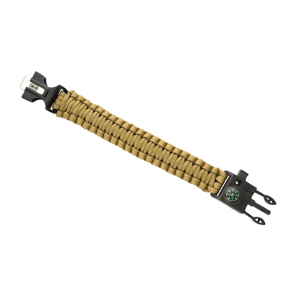 M-Tac Survival Paracord Bracelet - 12  Ft Emergency Rope With Compass & Whistle - Tactical Cord For Camping, Hiking, Edc (Coyote