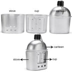 Canteen Cup Stove Pouch Kit Military Canteen With Cup For Outdoor Camping Survival Hiking Backpacking