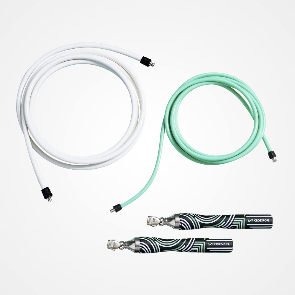 Crossrope Get Lean Set - Weighted Jump Rope- 1/4 Lb And 1/2 Lb Ropes - Slim Handles - Large
