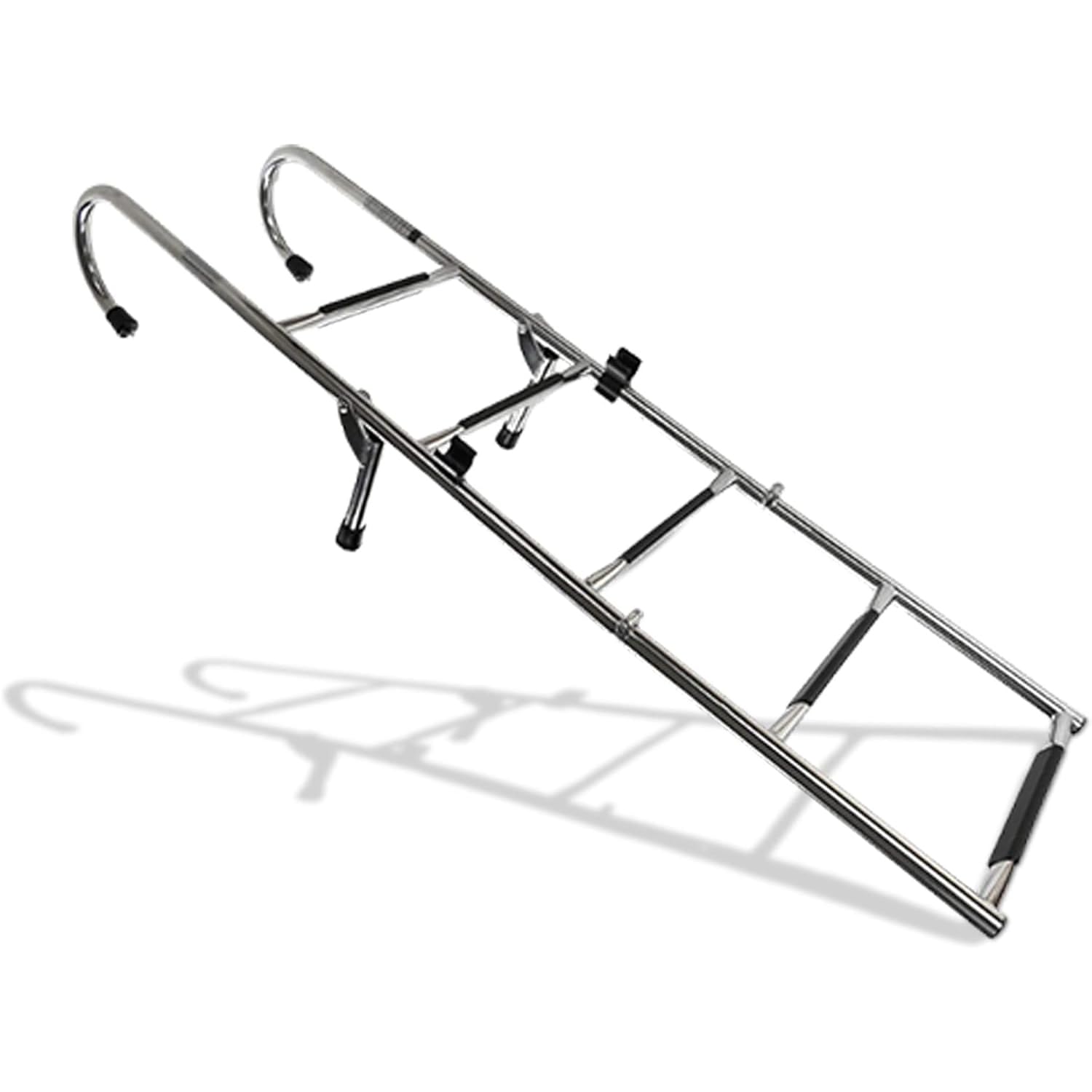 MARINE CITY 2+3 Step Telescoping Folding Ladder - 304 Grade Stainless Steel, 400 lb Capacity - Compact, Sturdy Design for Easy I