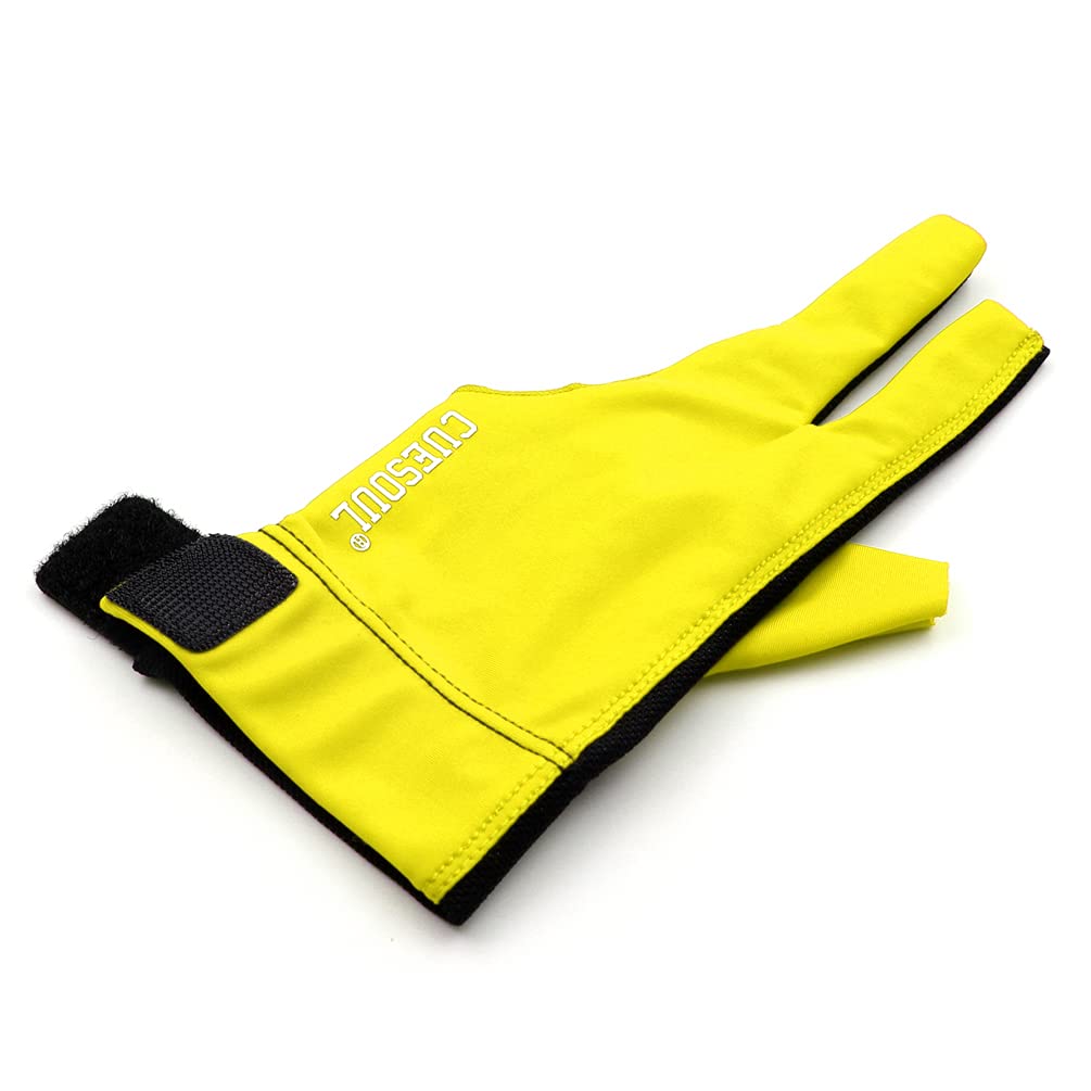 Cuesoul Professional Billiard Gloves Yellow-Wear On Left Hand Size M