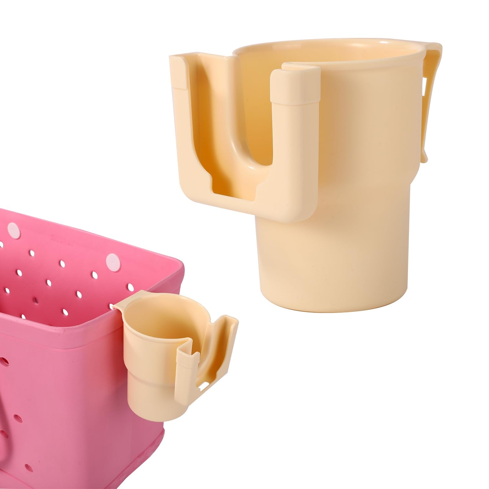 2 in 1 Cup & Phone Holder for Bogg Bag, Beige Bag Accessories Compatible with Stanley 20oz 30oz 40oz Cup or Bottle
