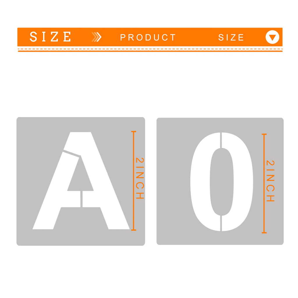 Mossdecal 2 Letter Stencils And Numbers, 36 Pcs Alphabet Art Craft Stencils, Reusable Plastic Number Templates Letter Stencils F