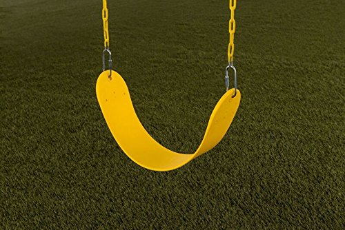 Standard Swingset Seat With Chains | Yellow | 150Lb Capacity | 58'' Zinc-Plated Chain W/Vinyl Coating | Easy Assembly, Easy Inst