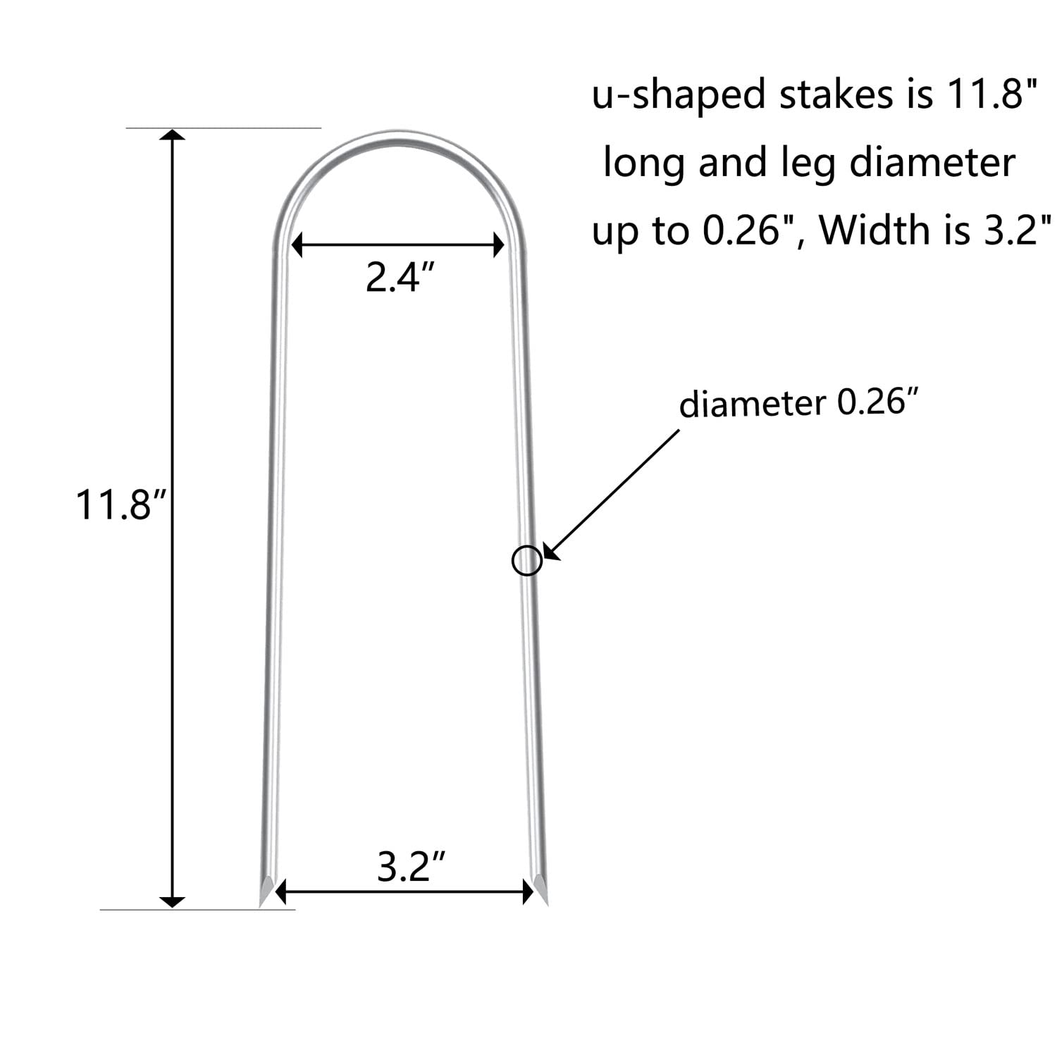 Heavy Duty Trampoline Stakes Anchors High Wind Stakes U- Shaped Sharp Ends Ground Anchor Galvanized Steel 11.8Inch Safety Stakes