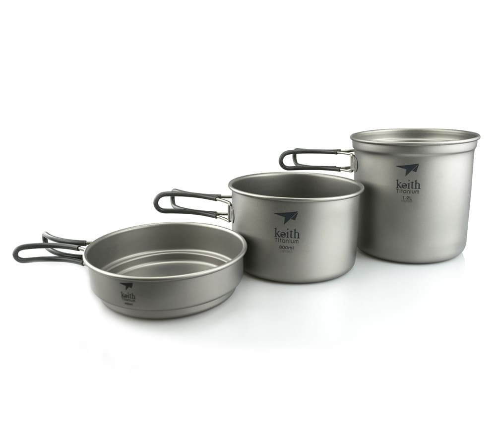Keith Titanium Ti6014 3Piece Pot and Pan Cook Set  2400ml