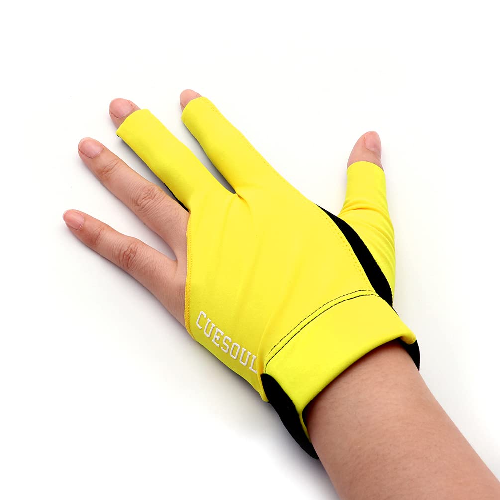 Cuesoul Professional Billiard Gloves Yellow-Wear On Left Hand Size M