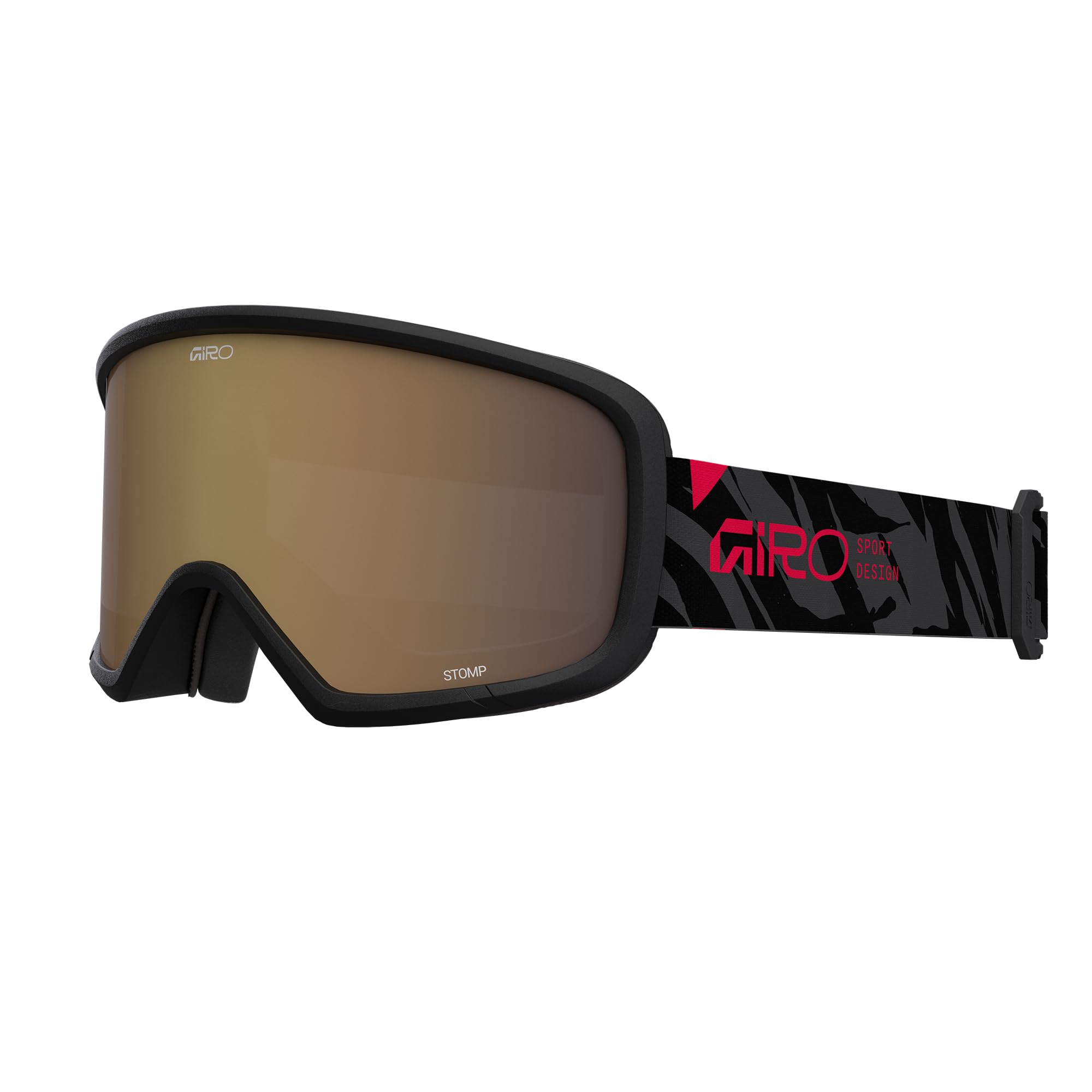 Giro Stomp Kids Ski Goggles - Snowboard Goggles for Youth, Boys & Girls - Black Rush - Amber Rose