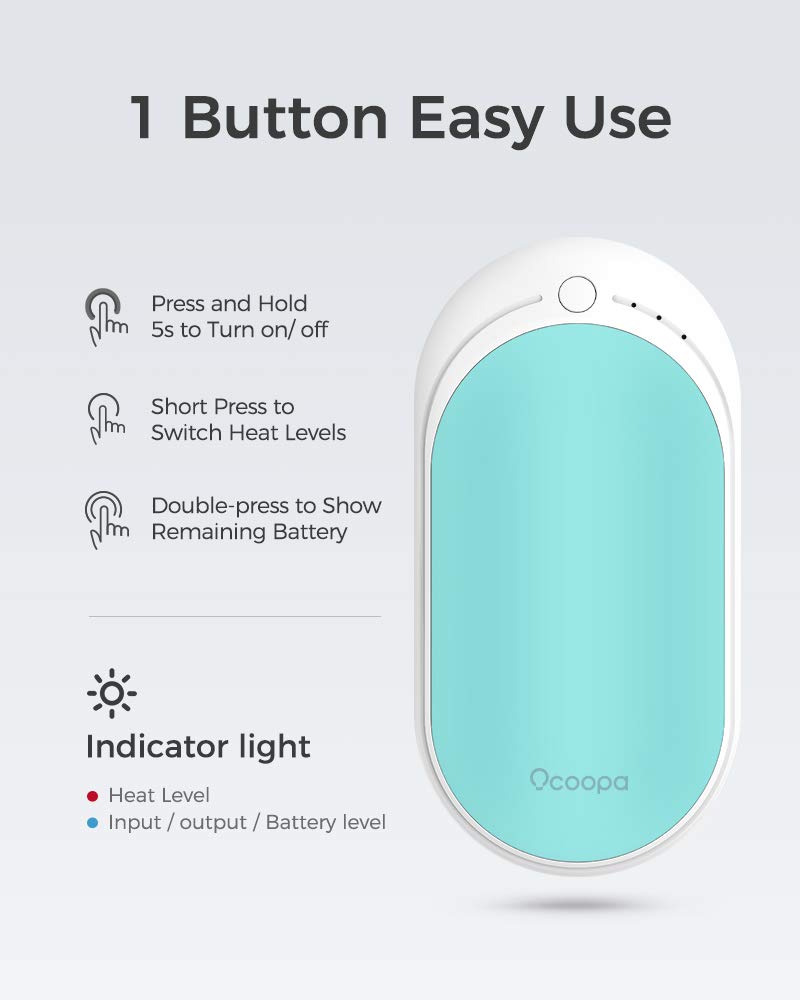 Ocoopa Hotpal Rechargeable Hand Warmer, 5200Mah Electric Handwarmer,Portable Pocket Heater, Heat Therapy Great For Raynauds, Hun