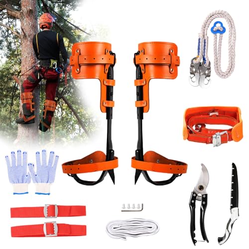 Rohseson Tree Climbing Spikes, Upgraded Tree Climbing Gear with 45# Steel Forging, Height Adjustable Tree Climbing Tool Set with
