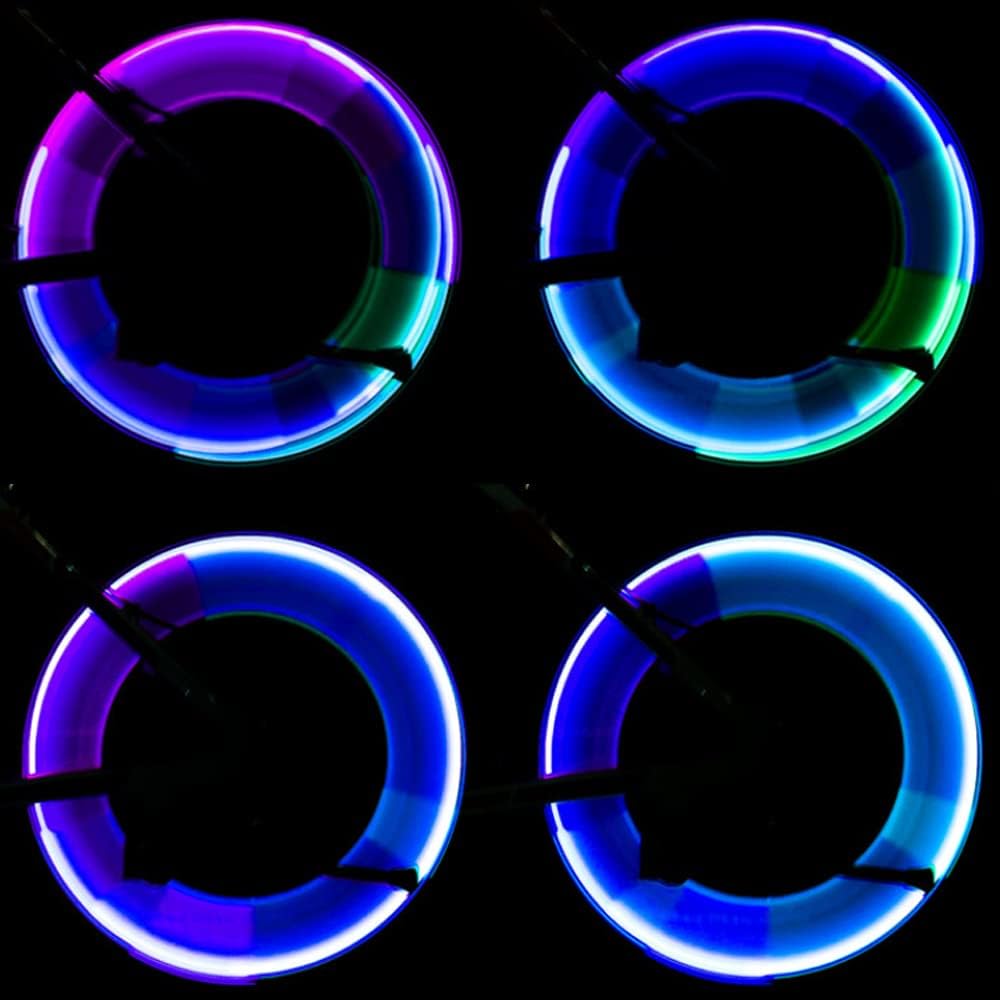 4 Pack Of Led Flash Tyre Wheel Valve Cap Light For Bike Bicycle Motorbicycle Wheel Light Tire