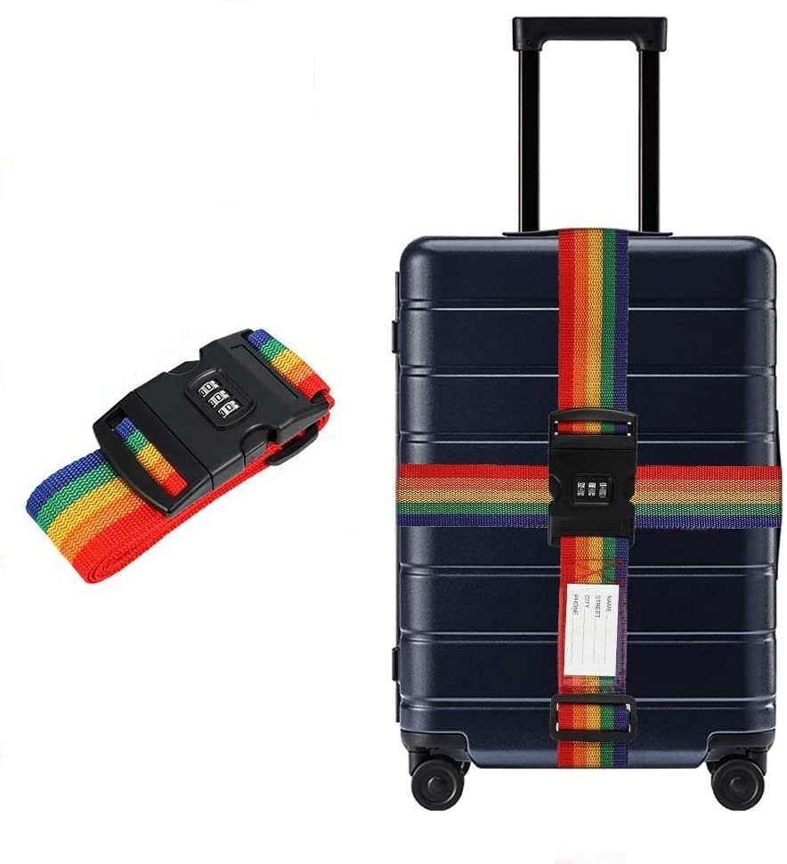 Myviradi Adjustable Luggage Carry Strap Belt | Suitcase Bag Packing Transport Rope Band Belt (Number Lock, Multicolor, Pack Of 1