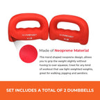 Gymenist Set Of 2 Hand Shaped Neoprene Exercise Workout Jogging Walking Cardio Dumbbells Pair (1-Lb Pink)