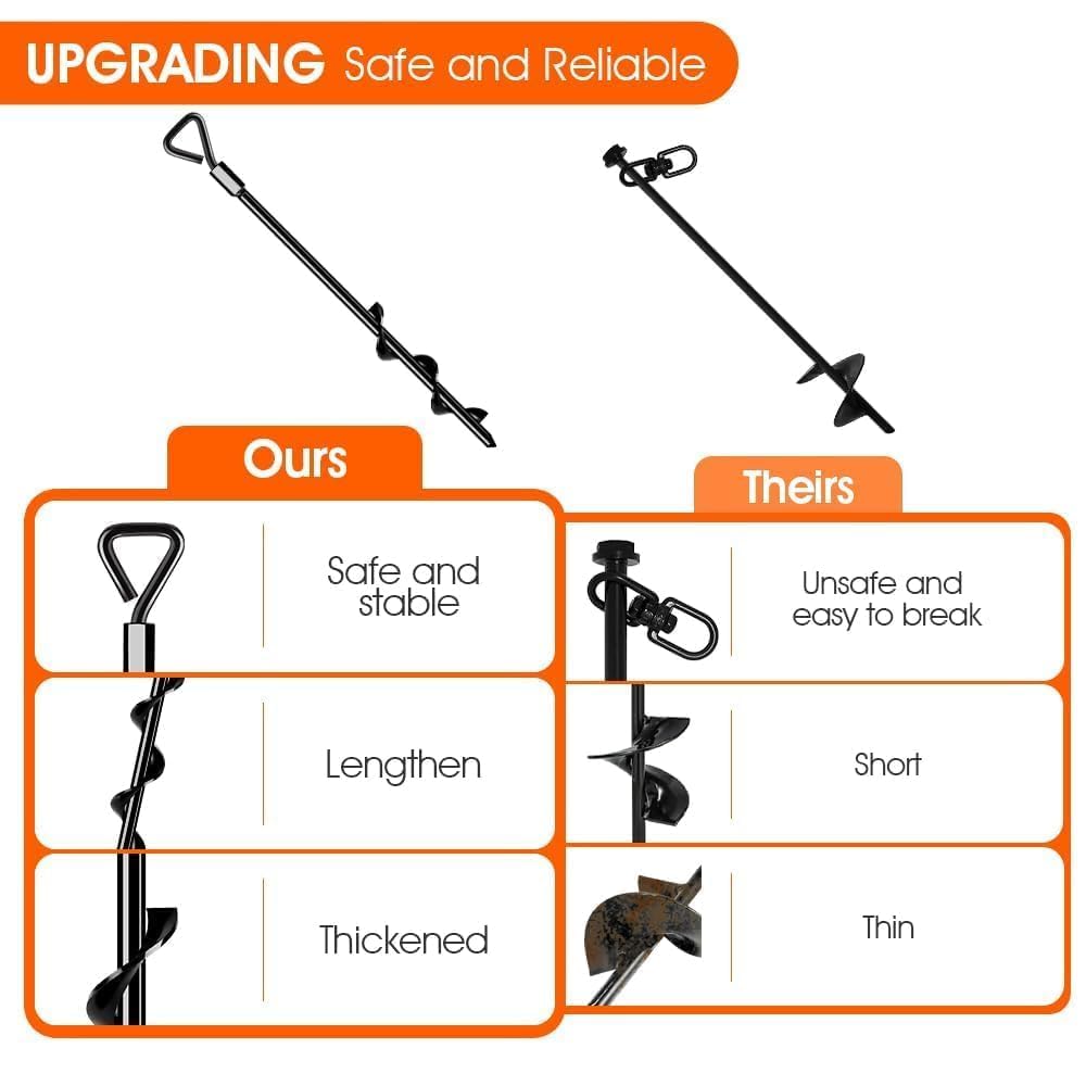 Ground Anchors Screw In Tent Stakes Heavy Duty Trampoline Stakes High Winds, Ground Anchors For Camping Tent, Canopies, Carports