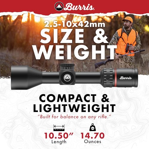 Burris Optics Fullfield 2.5-10x42mm Hunting Riflescopes, 1-inch Tube,Ballistic Plex Reticle, Rear Focal Plane, Waterproof, Shock