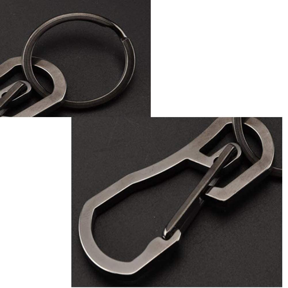 Alsmiley Stainless Steel Carabiner Clip Retractable Ring Set Keychain Quick Release Hooks For Men Women Black
