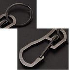 Alsmiley Stainless Steel Carabiner Clip Retractable Ring Set Keychain Quick Release Hooks For Men Women Black